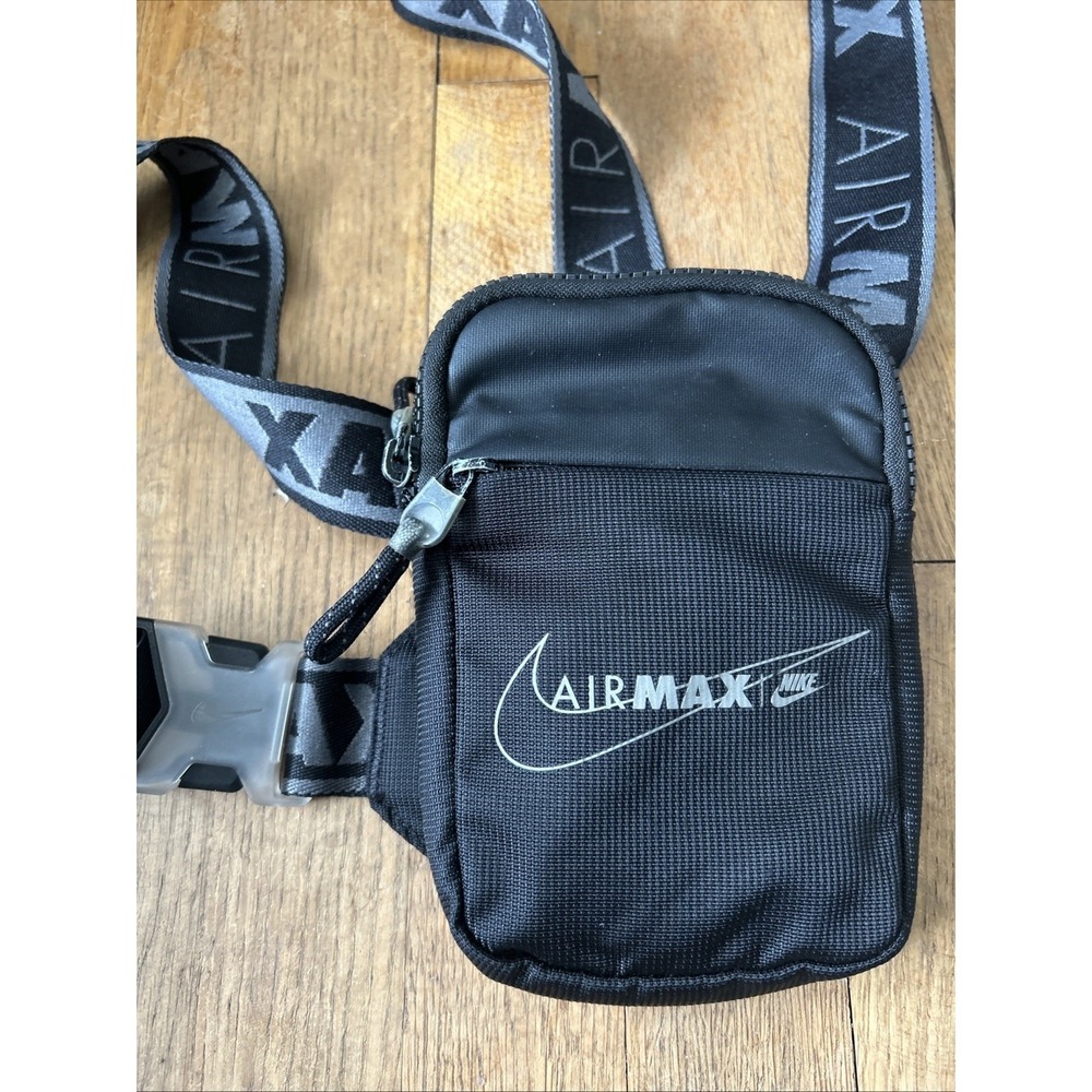 Nike Air Max Black Crossbody Bag Small Techwear Utility Pouch Adjustable Strap